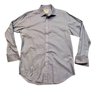 T.M. Lewin Men's Blue Check Slim Fit Dress Shirt Size 16‎ 32/33